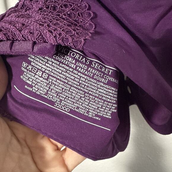 Victoria’s Secret Body By Victoria Purple Size 32DDD Lined Perfect Coverage Bra - Picture 4 of 4